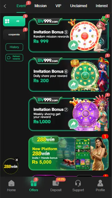 bv999 game rewards image